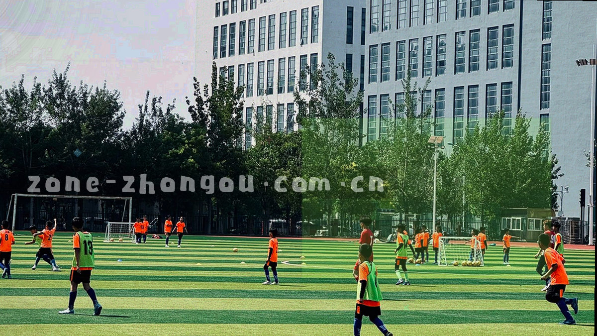 灯光下的足球场草坪，侧面叠加数据线条